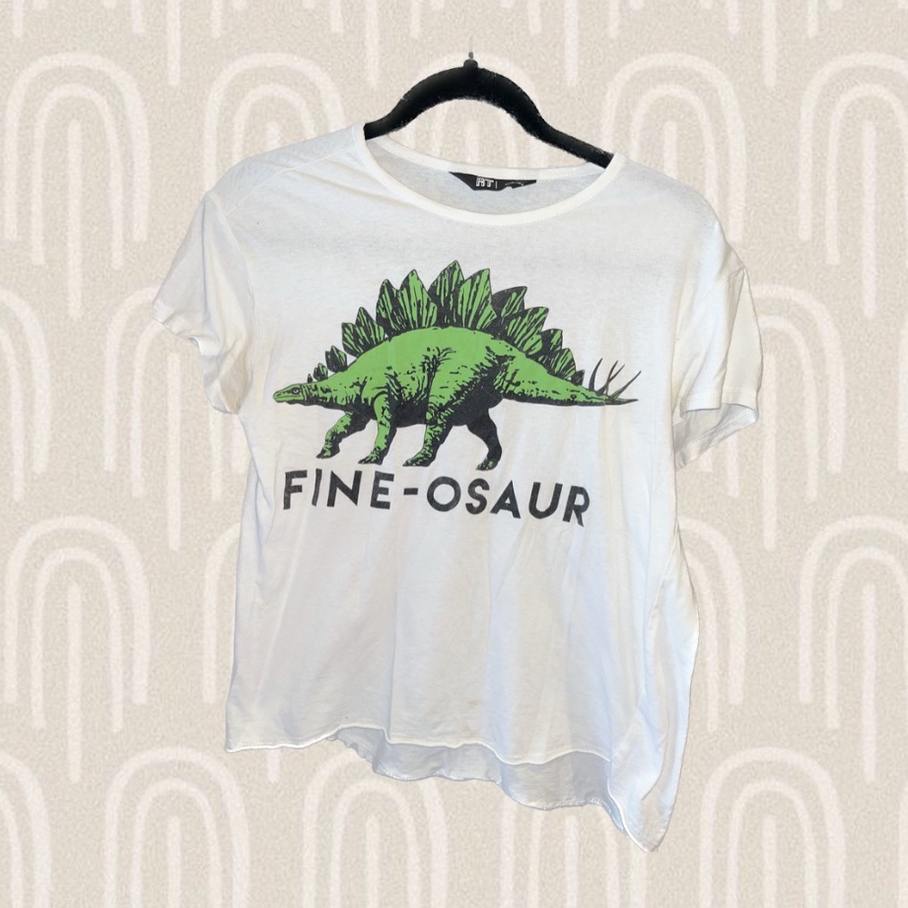 RT white/ green “fine-osaur” t-shirt